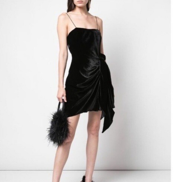 Cinq à Sept Kiki Black Silk Blend Velvet Bow Mini Dress Size 6 NWT Luxury